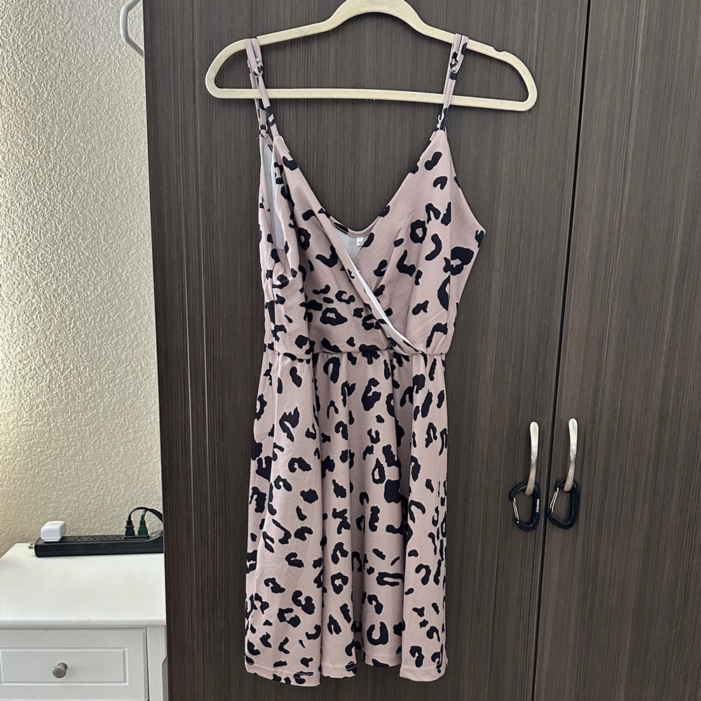 SHEIN Pink and Black Leopard Mini Dress